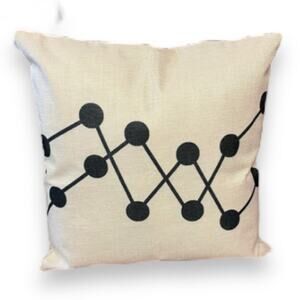 70s Art Deco vibe on geometric linen accent throw pillow cover NEW 18" x 18"